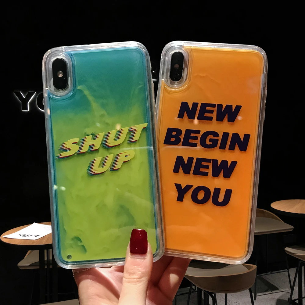 Неоновый песочный светящийся жидкий блестящий чехол для телефона Samsung GALAXY S8 S9 S10