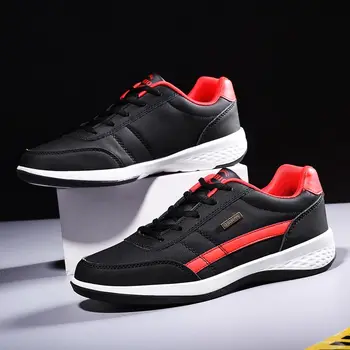 

PU Leather Trainers Male Sneakers Man Sport Shoes Tennis Run Shoes Men's Sports Shoes Black Arena Fitness Tennis Athletic A-374