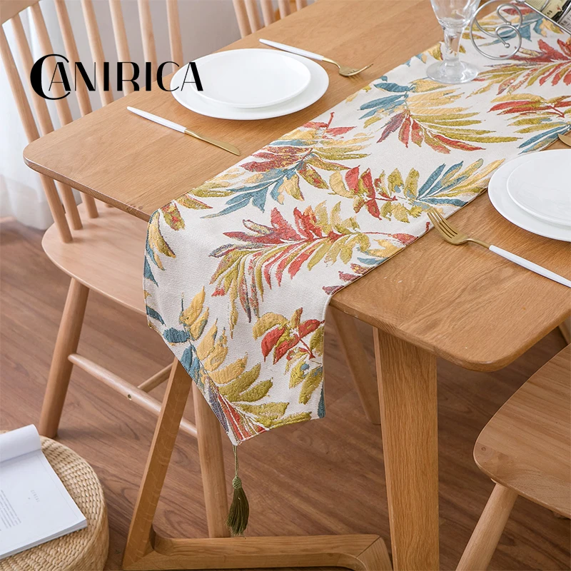 

CANIRICA Table Runner Modern Table Runner With Tassel Tropical Table Runners For Wedding Dinning Table Decoration
