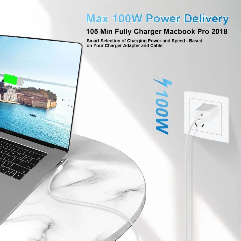 9PINS Magnetic USB type C Adapter USB 3.1 480Mbps date transfer speed 100W Quick Charge Compatible for Pixelbook