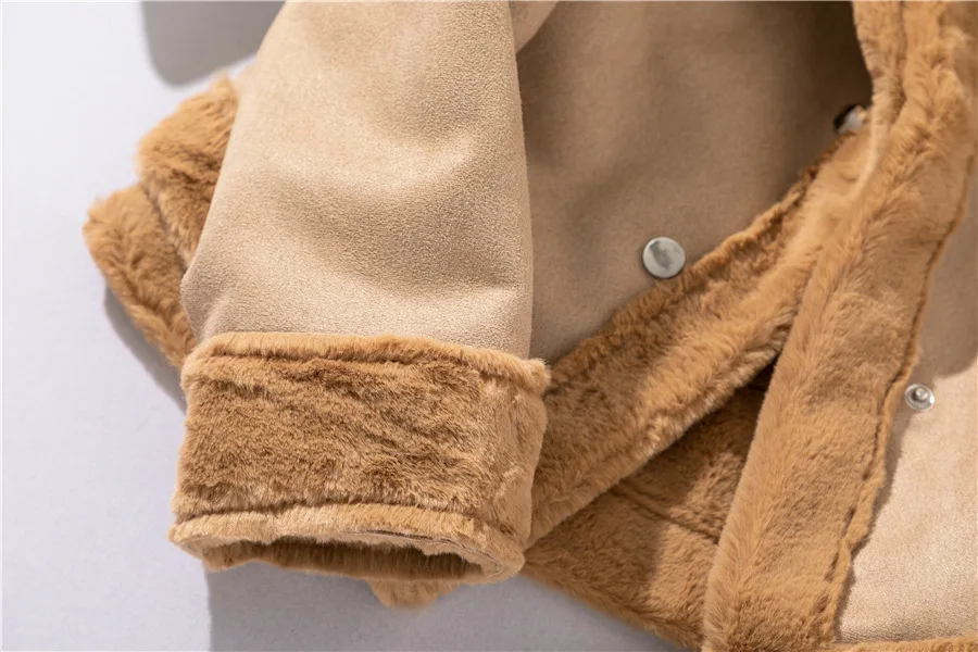 Lugentolo пальто куртка женская меховая Осень Зима сплошной отложной воротник однобортный Тонкий длинный рукав Повседневная мода плюс бархат