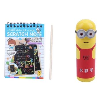 

1Pcs Scratch Note Black Cardboard Creative DIY Draw Sketch Notes & 12 Colors Markers Washable Watercolor Pens