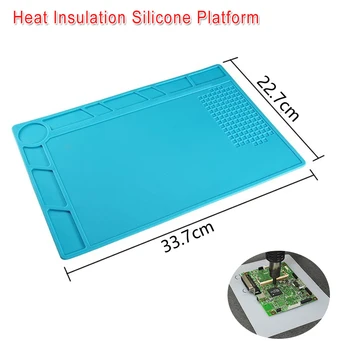 

330x220mm/230x180mm Soldering Station Iron Phone PC Computer Repair Mat Heat Insulation Silicone Pad Desk Platform Hand Tool Set