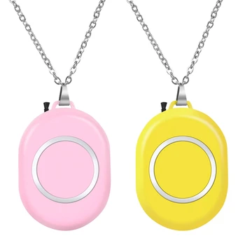 

2pcs Wearable Air Purifier Personal Necklace Air Freshener Portable USB Air Cleaner yellow pink