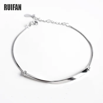 

Ruifan Smooth Twist 925 Sterling Silver Bracelet for Women White Gold Color Box Chain Korean Bracelets Fine Jewelry YBR156