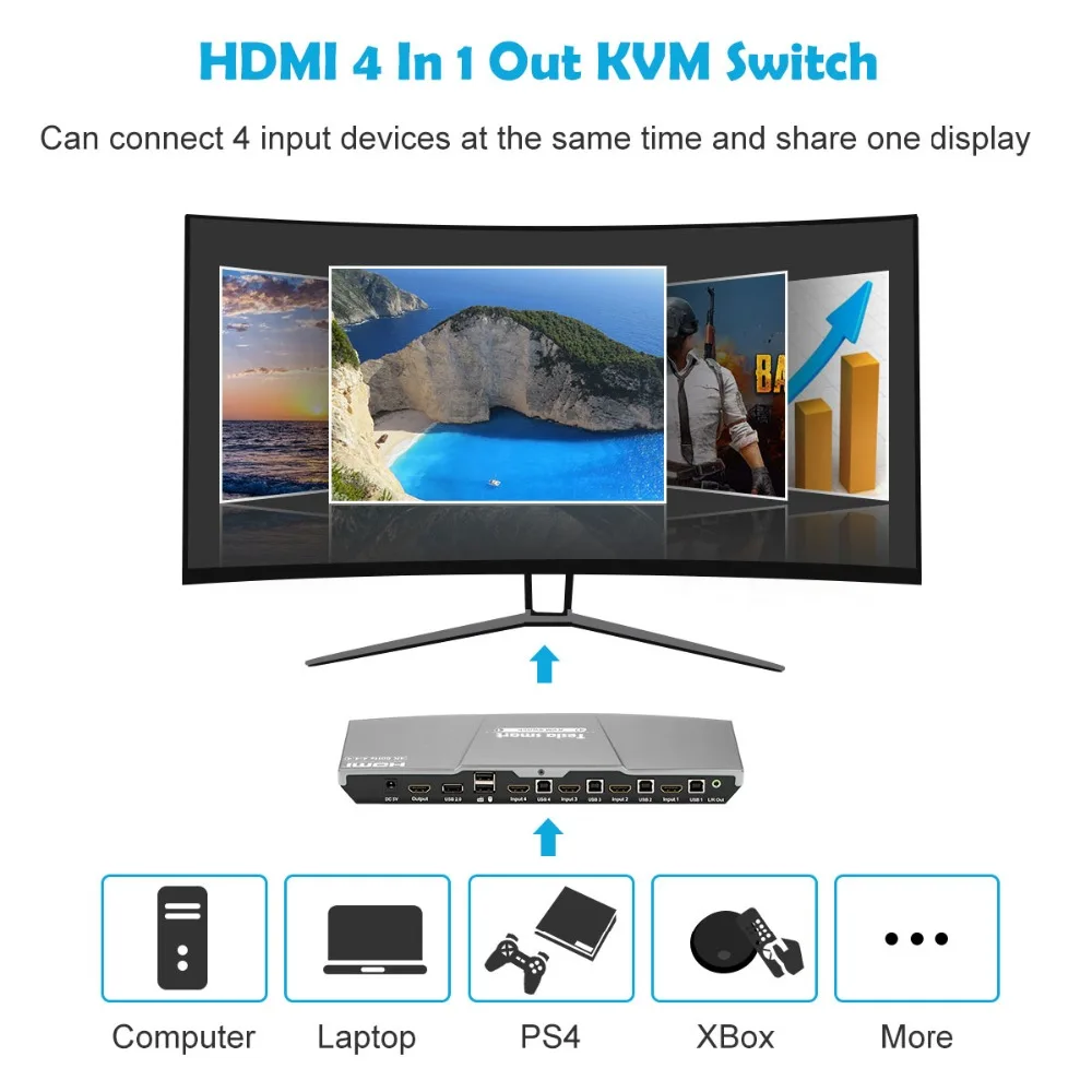 Tesla Smart HDMI 4K@ 60 Гц высококачественный hdmi KVM переключатель 4 порта USB KVM HDMI переключатель поддержка 3840*2160/4K*2K@60Hz дополнительный порт USB2.0
