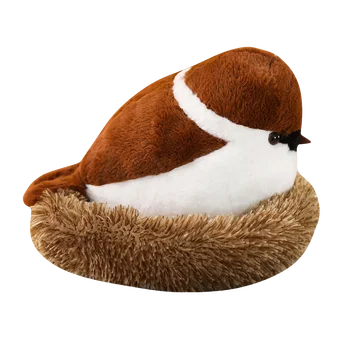 

Adroable Realistic Stuffed Bird Animal Sparrow with Fluffy Nest Creative for Children Doll