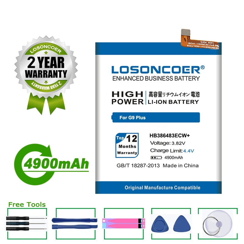 LOSONCOER батарея 4900 мА/ч HB386483ECW + для HuaWei MaiMang 5 G9 плюс MLA-AL00 MLA-AL10 G9Plus Honor 6X аккумулятор