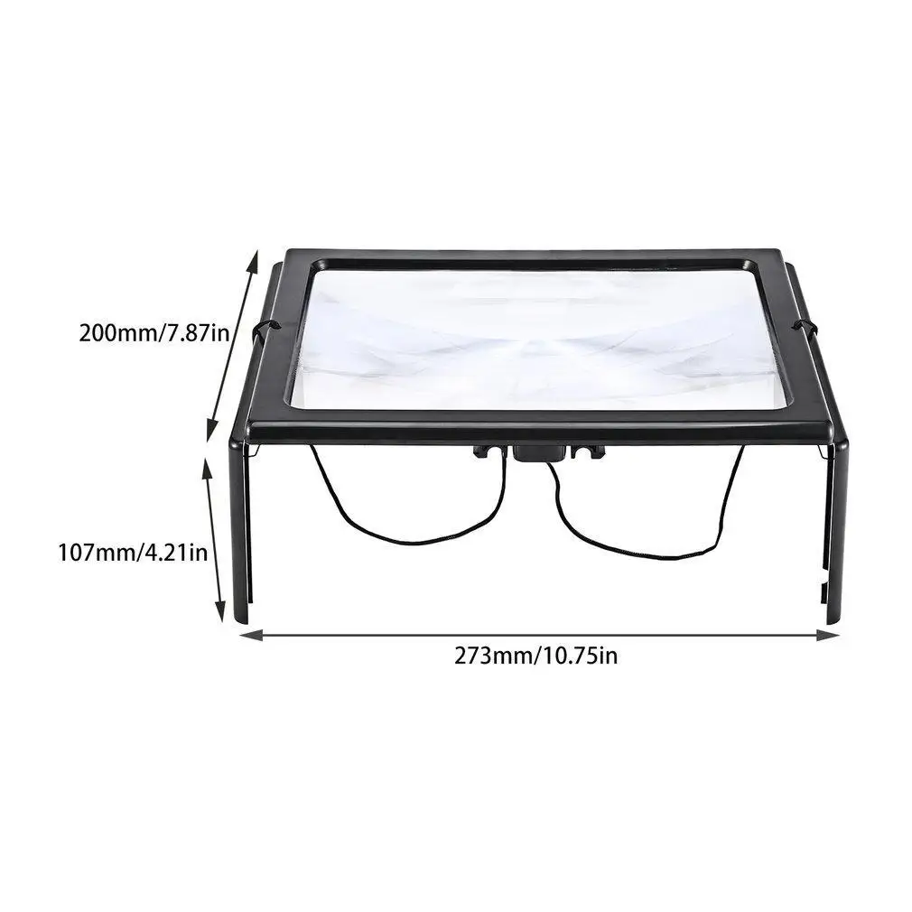 

A4 Full Page 3XDesk Foldable Magnifying Glass Magnifier 4 LED Light XRAU