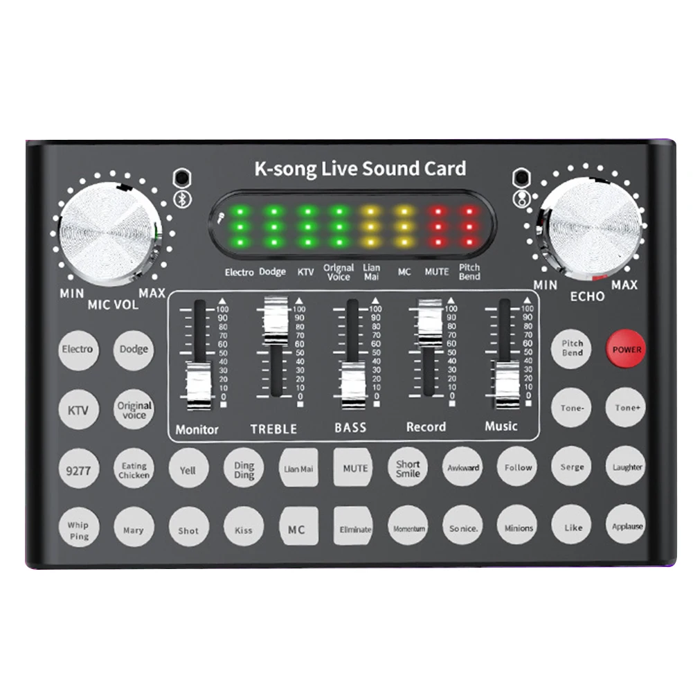 

F8 External Live Karaoke Computer Aluminium Alloy Intelligent Audio Mixer Bluetooth Broadcast Universal Digital Sound Card Set