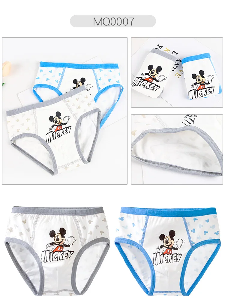 Children Underpants Lovely Cartoon Mickey Pattern Cotton Underwear for Boys Girls Soft Breathable Knickers 3-8 Years Kids Briefs