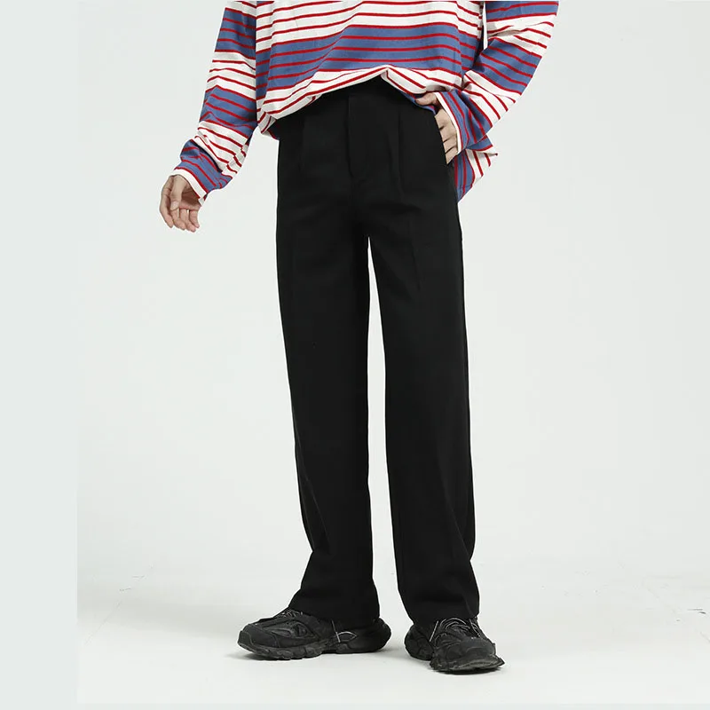 Pantalones rectos informales para hombre, pantalón de estilo coreano japonés, ropa de calle Vintage holgada, pantalón de pierna ancha