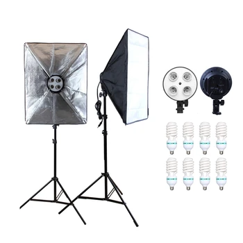 

Photography 50x70CM Lighting Softbox Kit 8pcs 135W Lamp E27 4in1 Socket Continuous Lighting with 2M Light Stand Tripod for Video