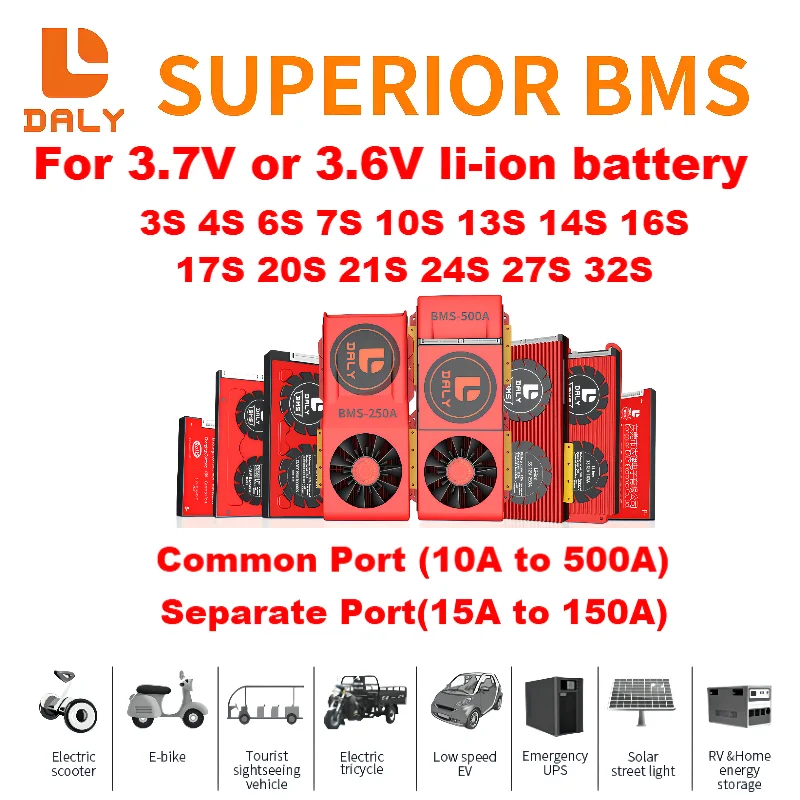 Li-Ion BMS 3S 4S 6S 7S 10S 13S 14S 16S 17S 20S 21S 24S 27S 32S 10A 20A 30A 40A ~ 500A с балансом для E-Хранилище