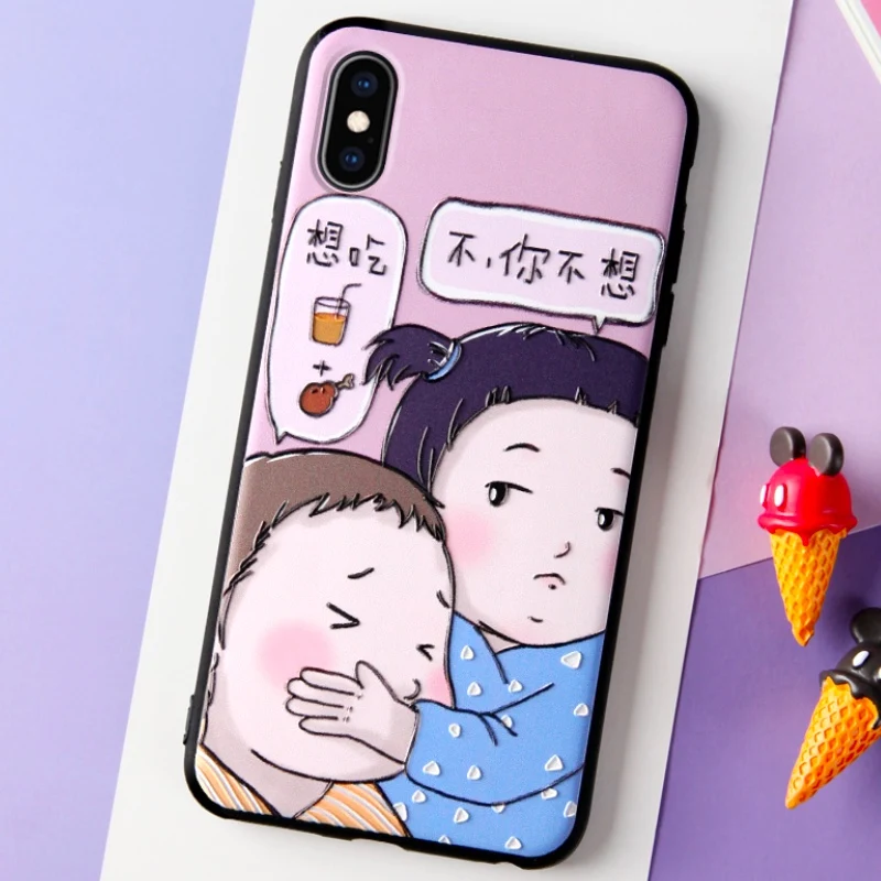 Классный мультяшный чехол для телефона, чехол для телефона X XR 7 plus, милый защитный чехол для телефона Xs Max 7 8 plus