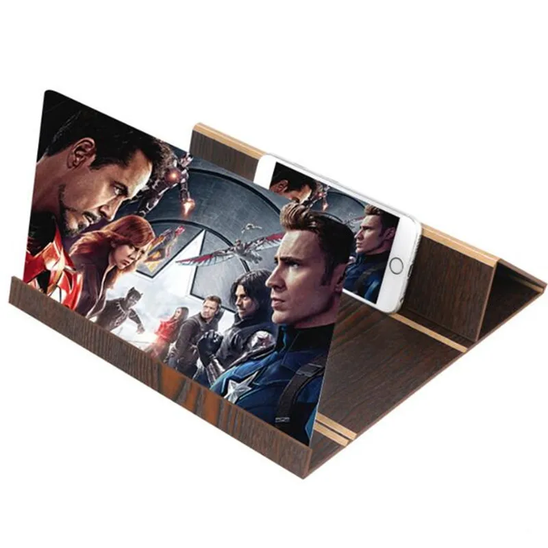 Stereoscopic Amplifying 12 Inch Desktop Wood Bracket Phone Video Screen Magnifier Amplifier Phone Holder Storage Dropshipping