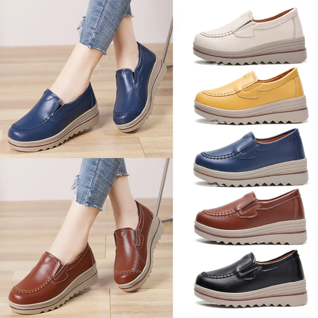 

Platform Sandals Women Shoes Women Flats Slip-on Muffin Sneakers Leather Casual Shoes Creepers Moccasins zapatos de mujer#1335