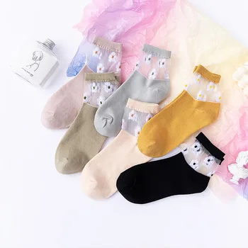 

Solid Sock for Woman Crew Socks Adult Kawaii Ladies Thin Sox Patchwork Chrysanthemum Cotton Summer Female Trendy Lady Calcetines