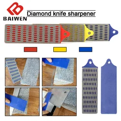 Mini aiguisoir en diamant, ensemble de 3 pièces, pierre à aiguiser, bloc de pierre à aiguiser, affûteur de couteaux de cuisine, grain 200/300/400, outils de meulage, accessoires 