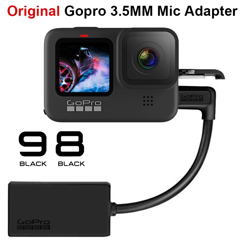 Original Gopro 3.5mm Mic Adapter For Gopro Hero 9 8 Max 7 6 5 Black  Microphone Adapter Gopro Accessory - Photo Studio Kits - AliExpress