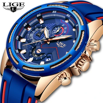 

Relogio Masculino 2019 New LIGE Sport Chronograph Mens Watches Top Brand Luxury Silicone Waterproof Date Quartz Watch Men Clock