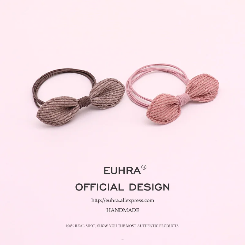 EUHRA/4 цветная ткань, бант-бант, Эластичный Бант для девочек, ручной работы, женские эластичные резинки для волос, Детские резинки, высокая эластичность