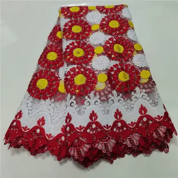 

Latest African stones Lace Fabric High Quality Nigerian Day Lace Fabric Punched Embroidery Swiss Pure Cotton Fabric For Daily