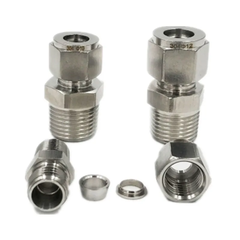 SS 304 Stainless Steel Double Ferrule Compression Connector 6mm 8mm 10mm 12mm Tube to 1/8" 1/4" 3/8" 1/2" Male Pipe Fitting hose pipe fitting pipe fitting water pipe fitting