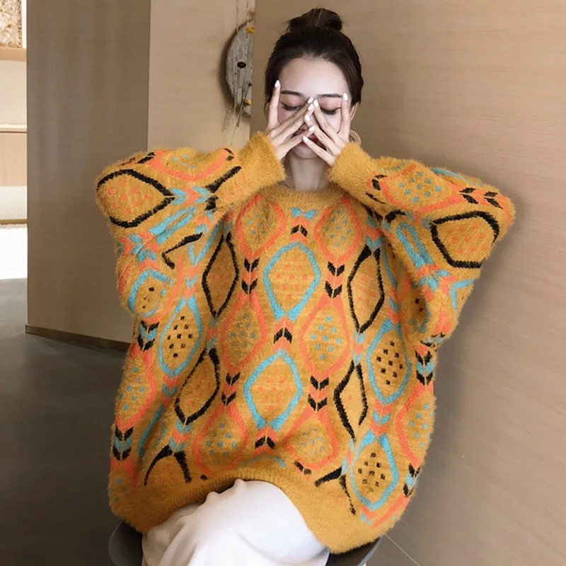 [EWQ милые женские туфли с круглым вырезом узором &quotромбиками&quot рукавами летучая