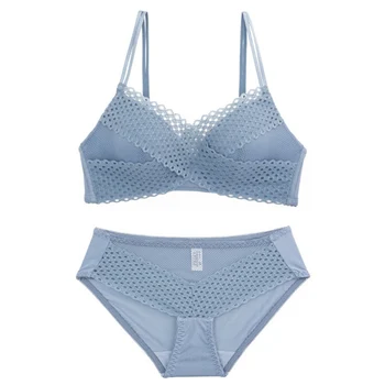

Underwear Bra Female No Steel Ring Thin Section Beauty Back Hollow Out Exquisite Lace Bra Set
