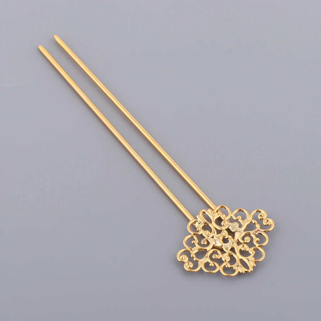 Women Girls Hair Chopsticks Buns Chignon Hollowed Floral Hair Sticks Retro 