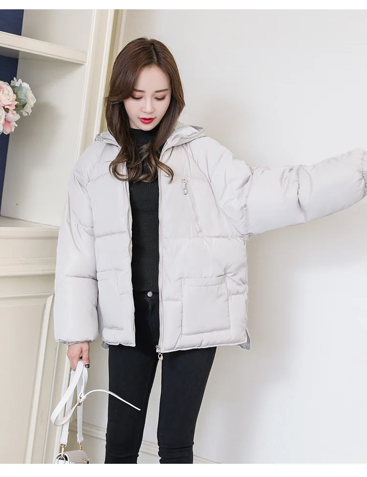 Down Coat Women's Short Online Celebrity Style Korean-style Students Loose-Fit Short-height Winter Cotton-padded Clothes INS Ver