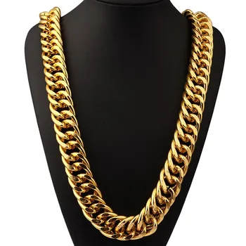

Cuban Link Chain Luxury Designer Necklace Iced Out Chains Men'S 35 Inch Hip Hop Jewelry Width 26mm Big Statement Necklace