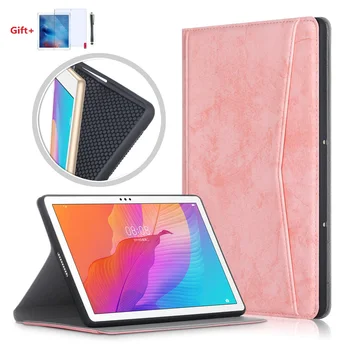 

Card Slot Wallet Stand for Huawei MatePad T10S Honor 6 10.1'' Tablet Smart Cover Shell for AGS3-AL09HN AGS3-W09HN+Soft Film+Pen