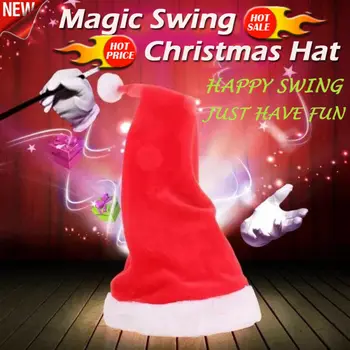 

Christmas Party Magic Swing Party Electric Hat Red & White Xmas Cap Santa Claus Gift Merry Christmas Hats Dancing Caps Pets Dec