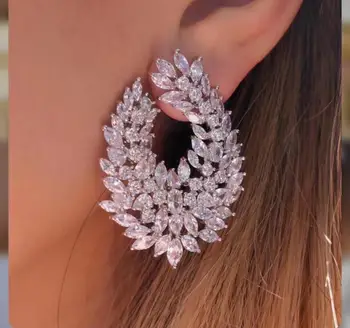 

luxury Semi-sector Stud Earrings Top Quality Cubic Zirconia Earring New Arrival Jewellery For Women Drop shipping E6765