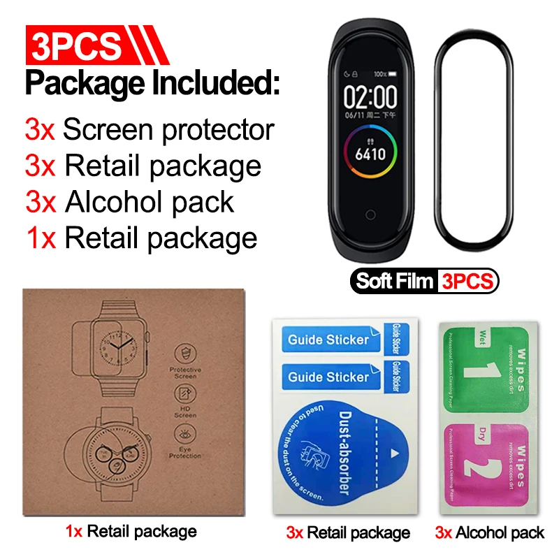 10D Soft Glass Protective Film cover for Mi Band 6 5 4 Screen Protector for xiaomi miband 4 5 6 miband6 miband5 Accessories 