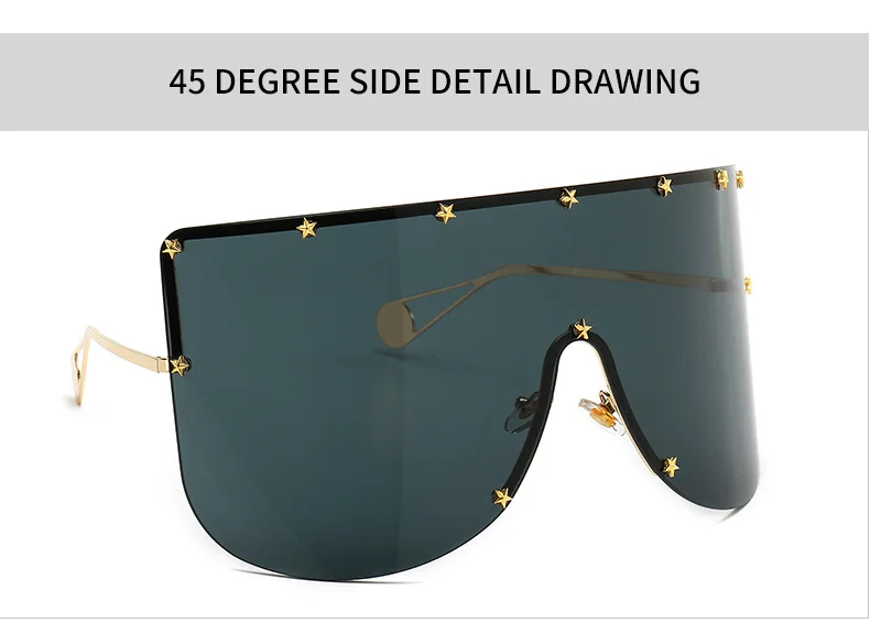 Oversized Sunglasses Women Brand Vintage Alloy Mirror Big Stars Frames for Female Male Eyewear Shades Oculos De Sol UV400