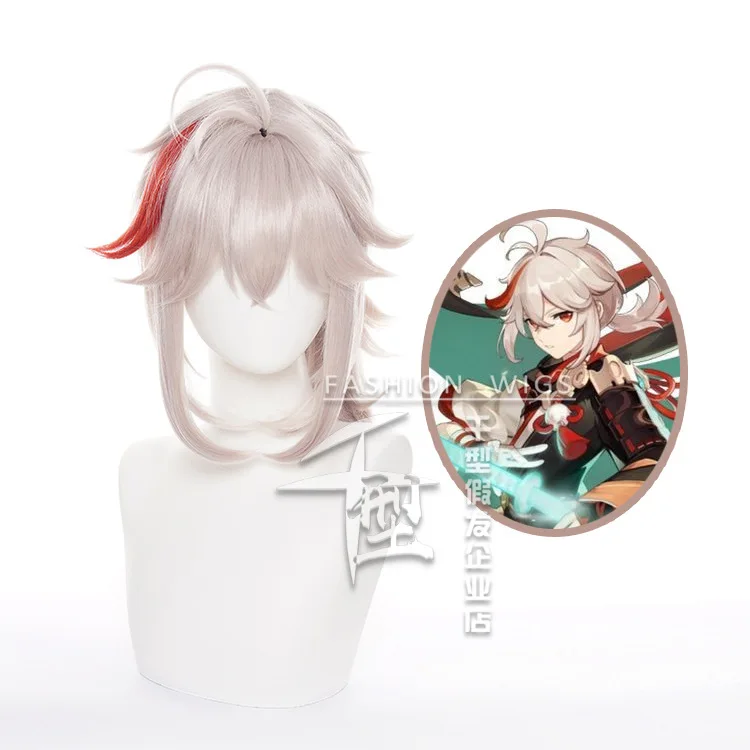 

Парик для косплея казухи из игры «кэдехара», с бледно-светлыми смешанными красными синтетическими волосами для взрослых и женщин, с шапочкой