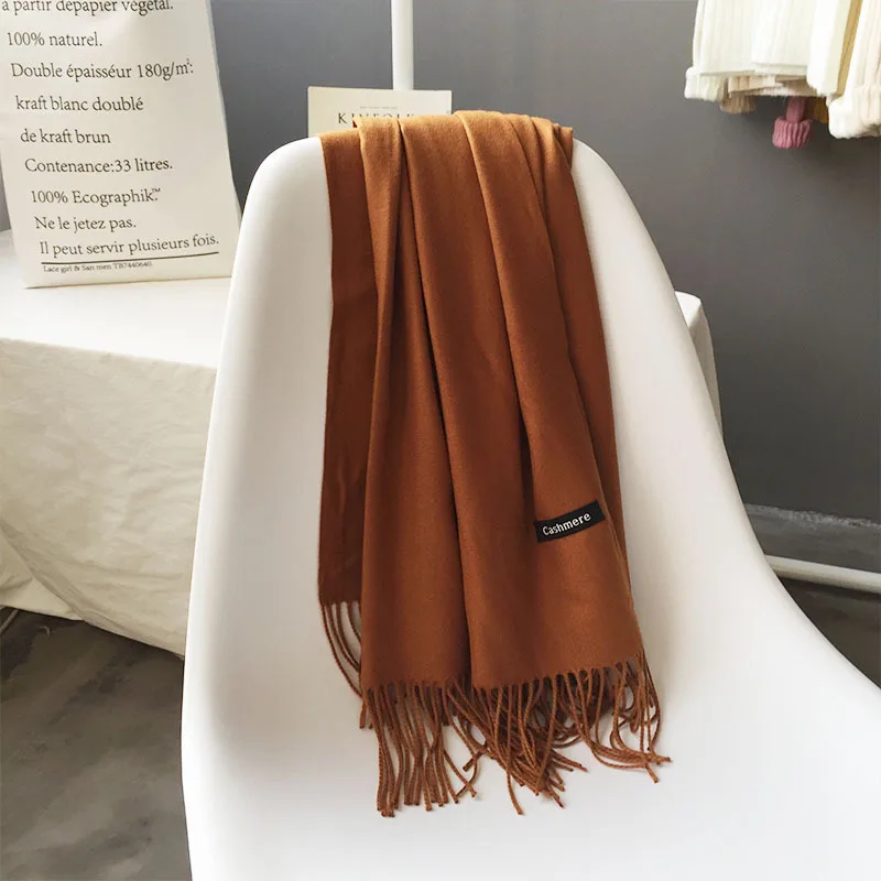 Most Buy C3RN6 2019 New Women Autumn Winter Scarf Warm Pure Color Cashmere Scarves Wide Long Ladies Scarf Brown Color Soft Scarf Pashmina Most Buy C3RN6 2019 New Women Autumn Winter Scarf Warm Pure Color Cashmere Scarves Wide Long Ladies Scarf Brown Color Soft Scarf Pashmina