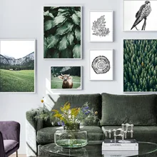 Mountain Bird Cattle Animals Woodland Wall Art Canvas Painting Nordic Posters And Prints Wall Pictures For Living Room Decor