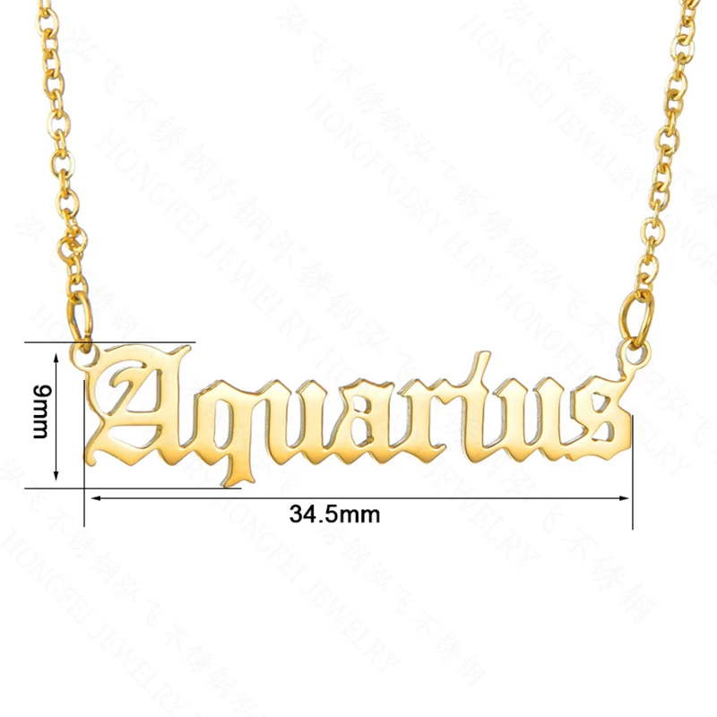 Розовое золото 12 зодиакальное ожерелье с буквами женское ювелирное изделие из