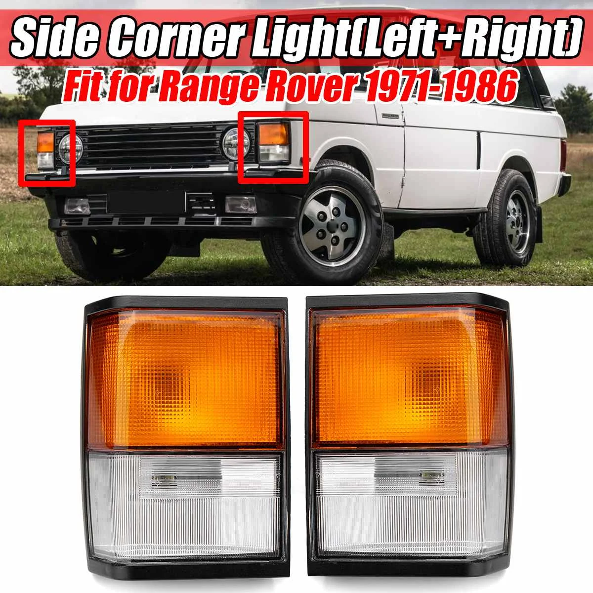 

High Quality Car Front Side Corner Light Turn Signal Indicator Light Lamp Square Plug For Land Rover For Range Rover 1971-1986