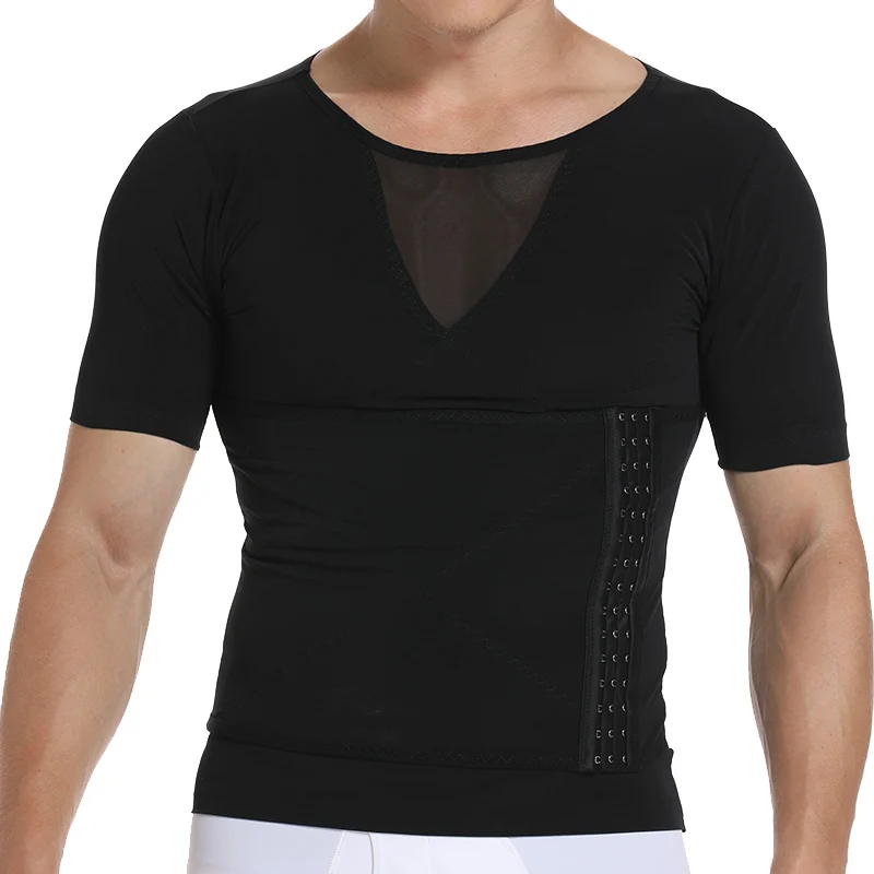 T-shirt Black VASLANDA Мужская компрессионная футболка для похудения, Корректирующее белье, Утягивающее нижнее белье, утягивающее белье - Color: T-shirt Black