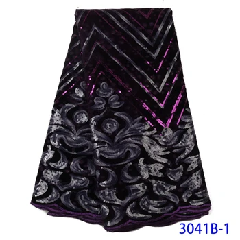 

Top Sale Velvet African Sequins Lace Fabric Soft Warm French Sequins Velvet Lace Fabric For Nigerian Party Ball Wedding QF3041B