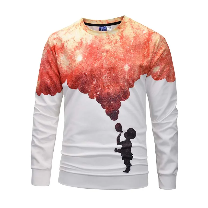 

Creative Sky Sweatshirt Funny 3D Printed Crewneck Sweatshirt Men 2019 Winter Autumn Hip Hop Streetwear