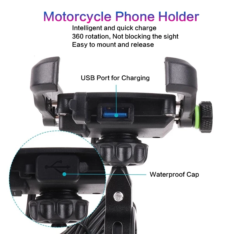 Motorcycle Phone Holder Wireless Charger Mount for iPhone 11 8 X Samsung 15W Fast Wireless Charging Mobile Phone Stand Holder