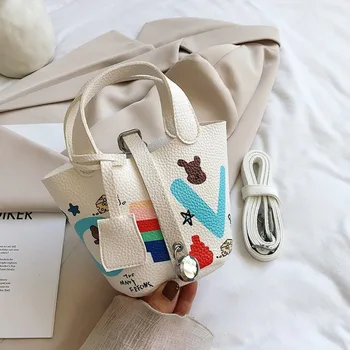 

Small Women Shoulder Bag Cute PU Leather Ladies Handbag Bandolera Mujer Cartoon Graffiti Pattern Mini Crossbody Messenger Bag