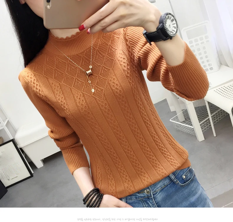 New Tide Autumn Winter Fashion Women Sweater Elastic Solid Turtleneck Sweater Women Slim Sexy Tight Bottoming Knitted Pullovers