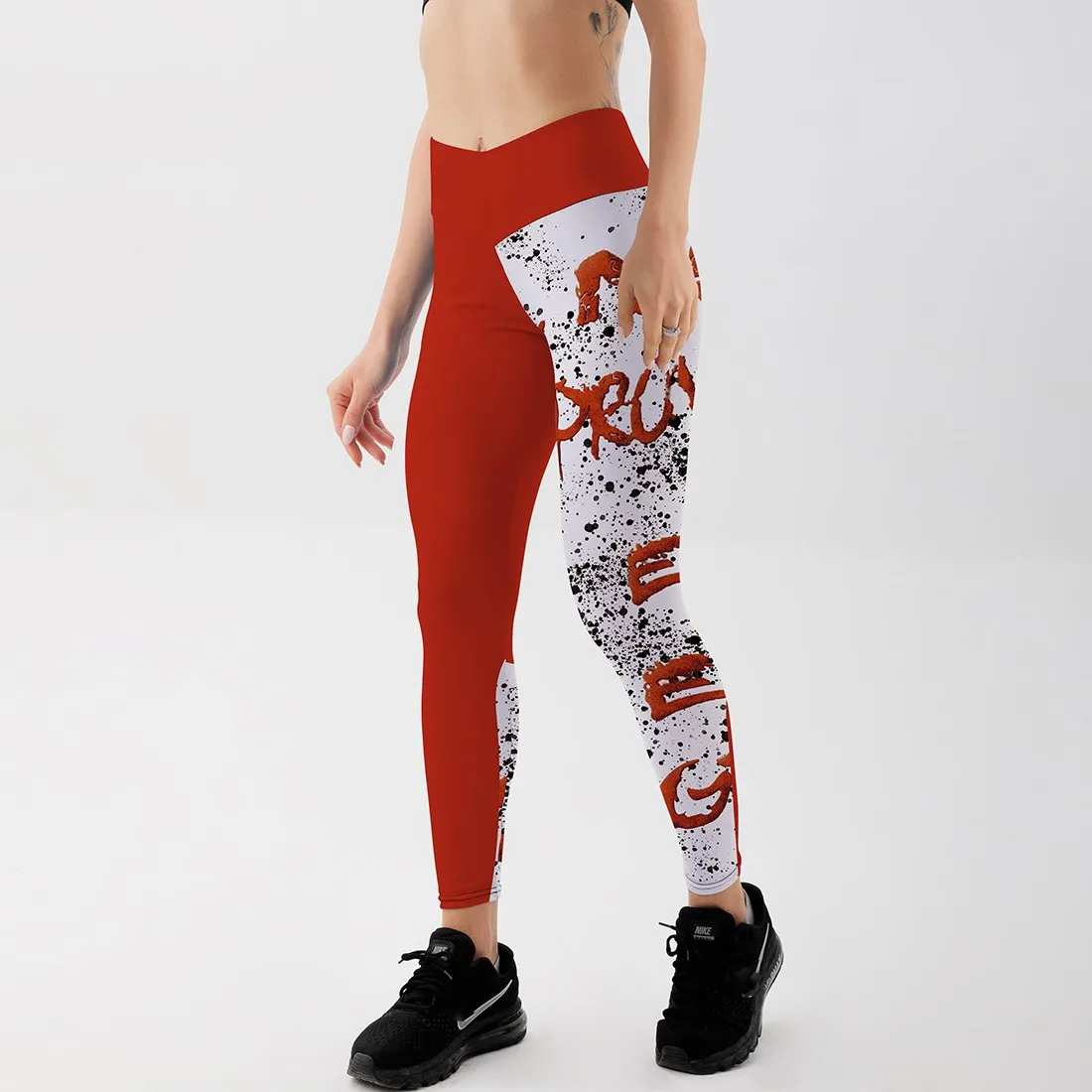 amazon leggings Fitness High Waist Red Leggings For Fitness Ladies Sexy Letter Printed Gym Sports Workout Leggings Push Up Fitness Female Leggin yoga pants for women